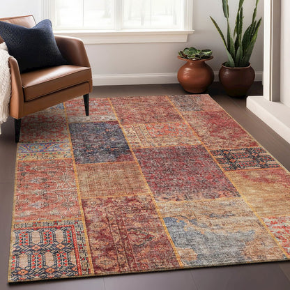 Premium Machine Washable Mayfield AMF669 Red 10' x 14' Rug