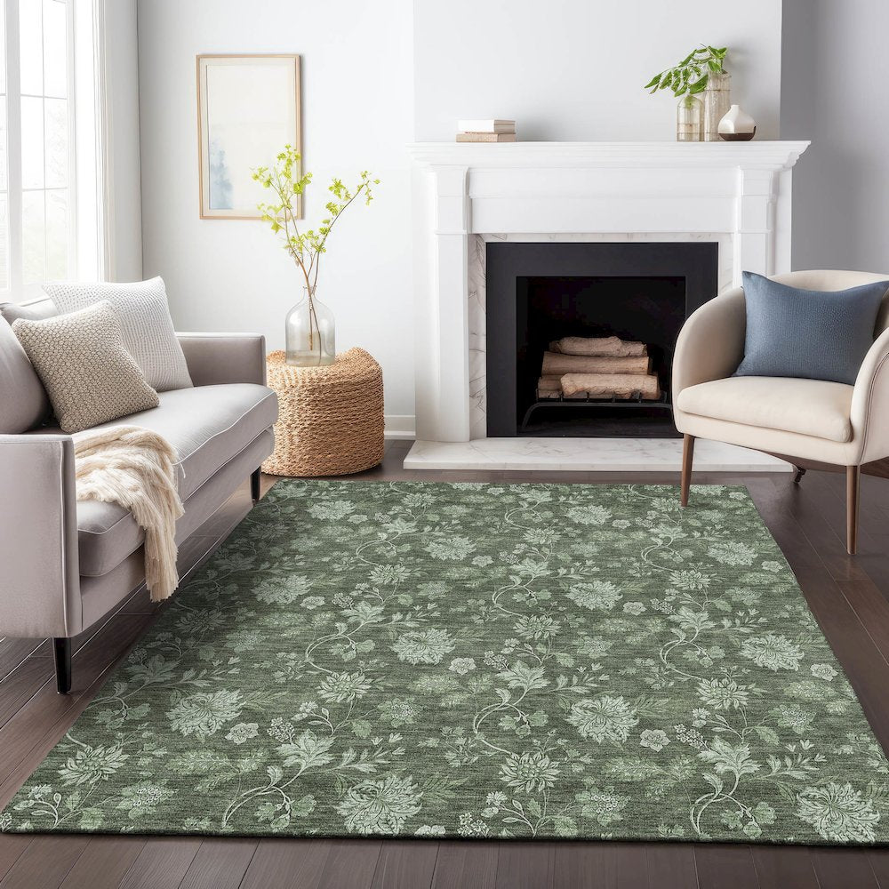 Premium Machine Washable Mayfield AMF680 Olive 10' x 14' Rug