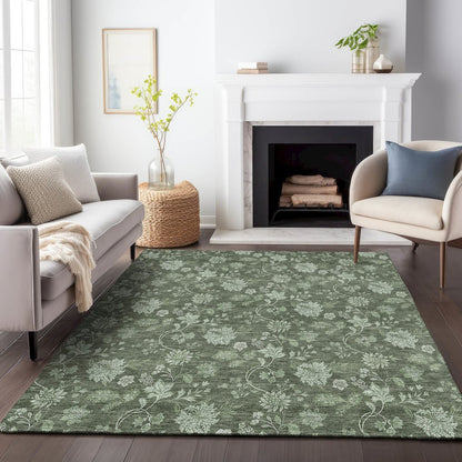 Premium Machine Washable Mayfield AMF680 Olive 10' x 14' Rug
