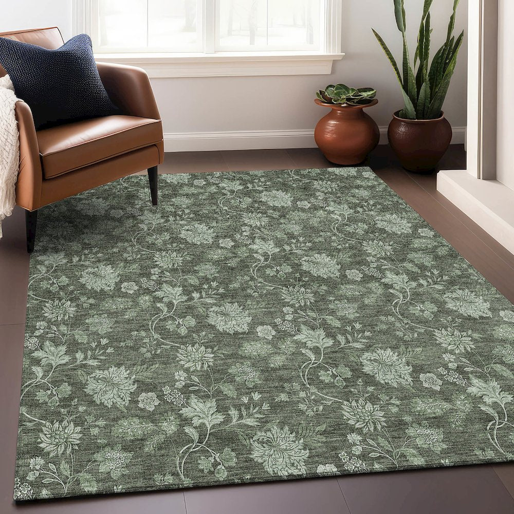 Premium Machine Washable Mayfield AMF680 Olive 10' x 14' Rug