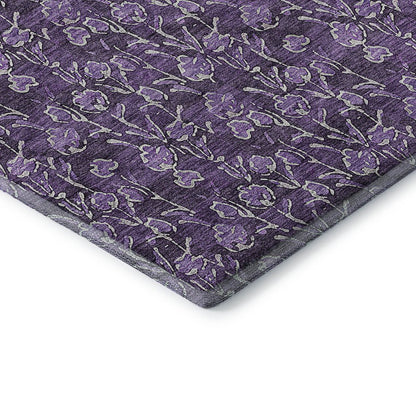 Premium Machine Washable Mayfield AMF692 Purple 8' x 8' Round Rug