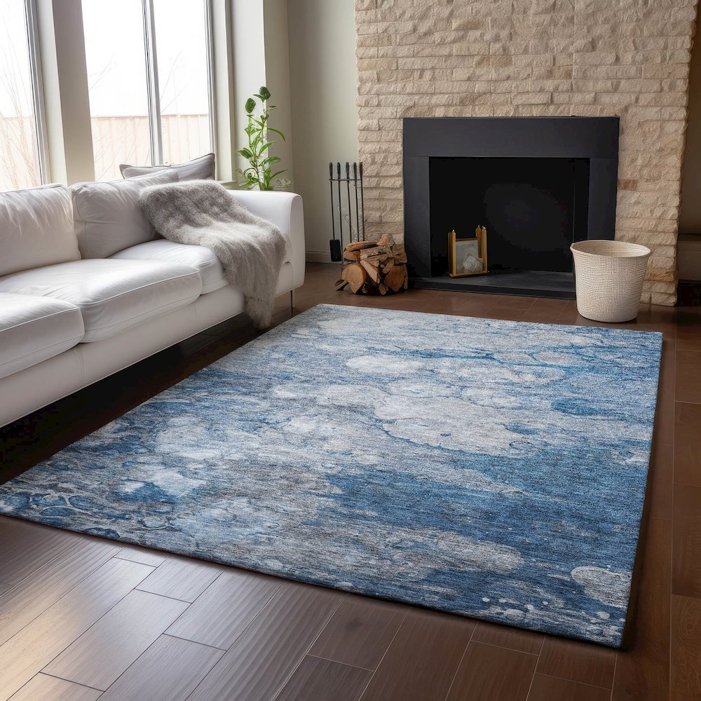 Premium Machine Washable Mayfield AMF698 Blue 10' x 14' Rug