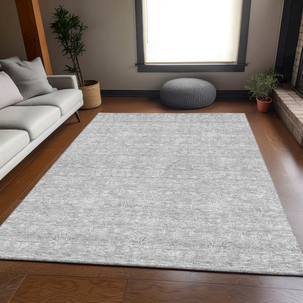 Premium Machine Washable Mayfield AMF703 Silver 10' x 14' Rug