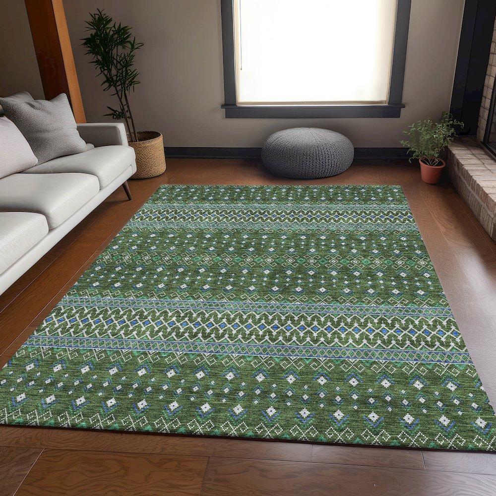 Premium Machine Washable Mayfield AMF708 Olive 10' x 14' Rug