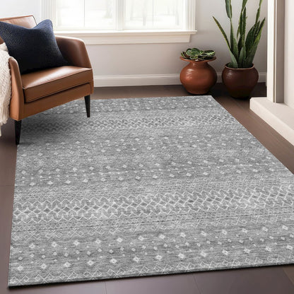Premium Machine Washable Mayfield AMF709 Silver 10' x 14' Rug
