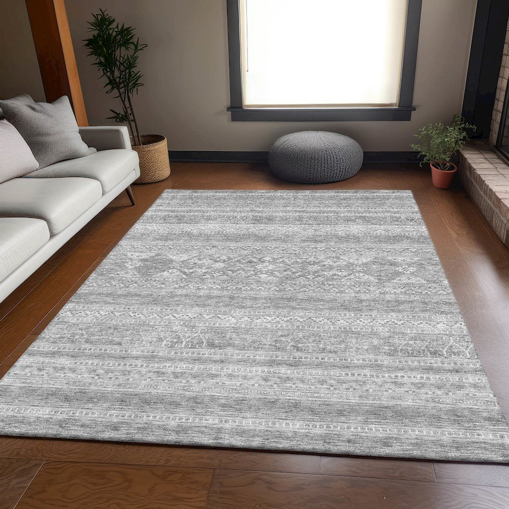 Premium Machine Washable Mayfield AMF714 Silver 10' x 14' Rug