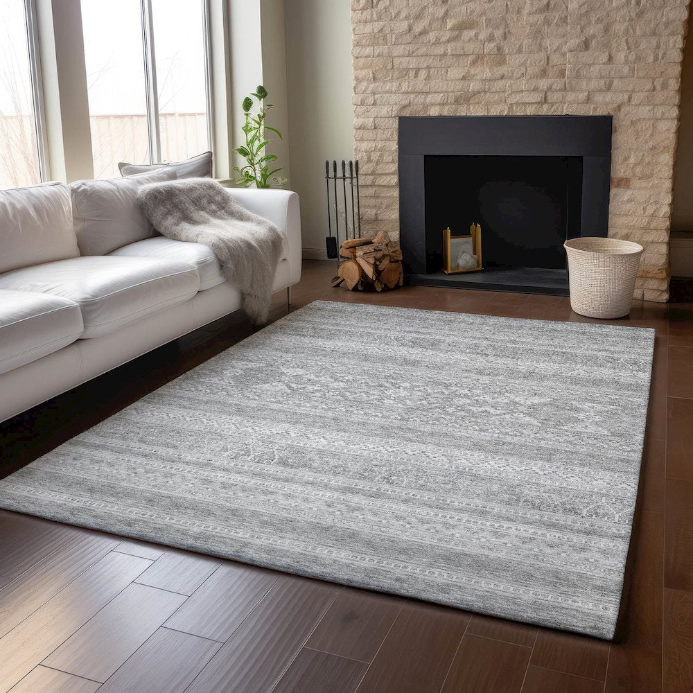 Premium Machine Washable Mayfield AMF714 Silver 10' x 14' Rug