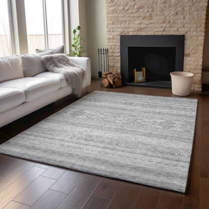 Premium Machine Washable Mayfield AMF714 Silver 10' x 14' Rug