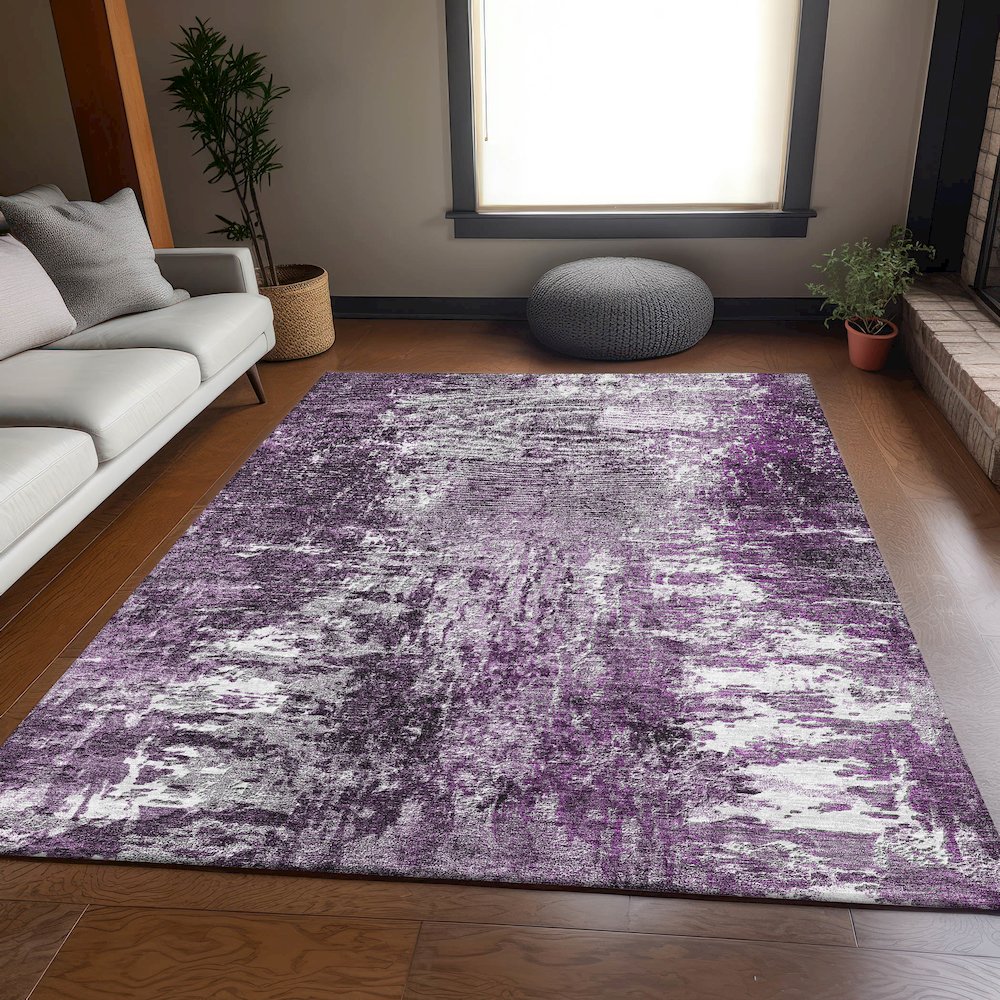 Premium Machine Washable Mayfield AMF718 Eggplant 10' x 14' Rug