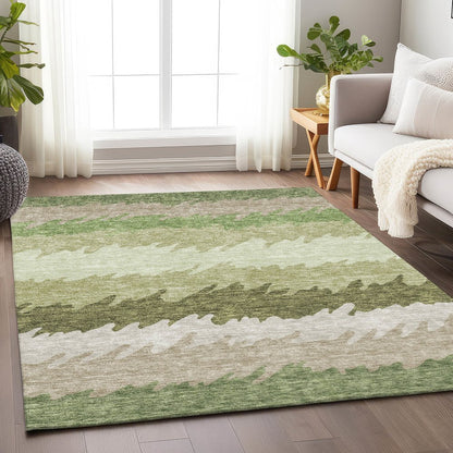 Premium Machine Washable Mayfield AMF736 Green 10' x 14' Rug