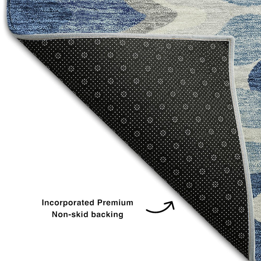 Premium Machine Washable Mayfield AMF750 Blue 8' x 8' Round Rug