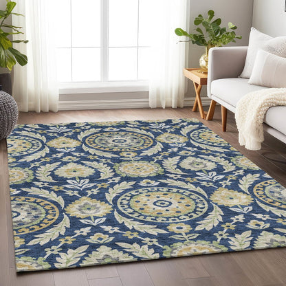 Premium Machine Washable Mayfield AMF751 Navy 10' x 14' Rug