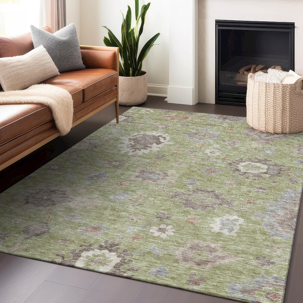 Premium Machine Washable Mayfield AMF753 Aloe 10' x 14' Rug