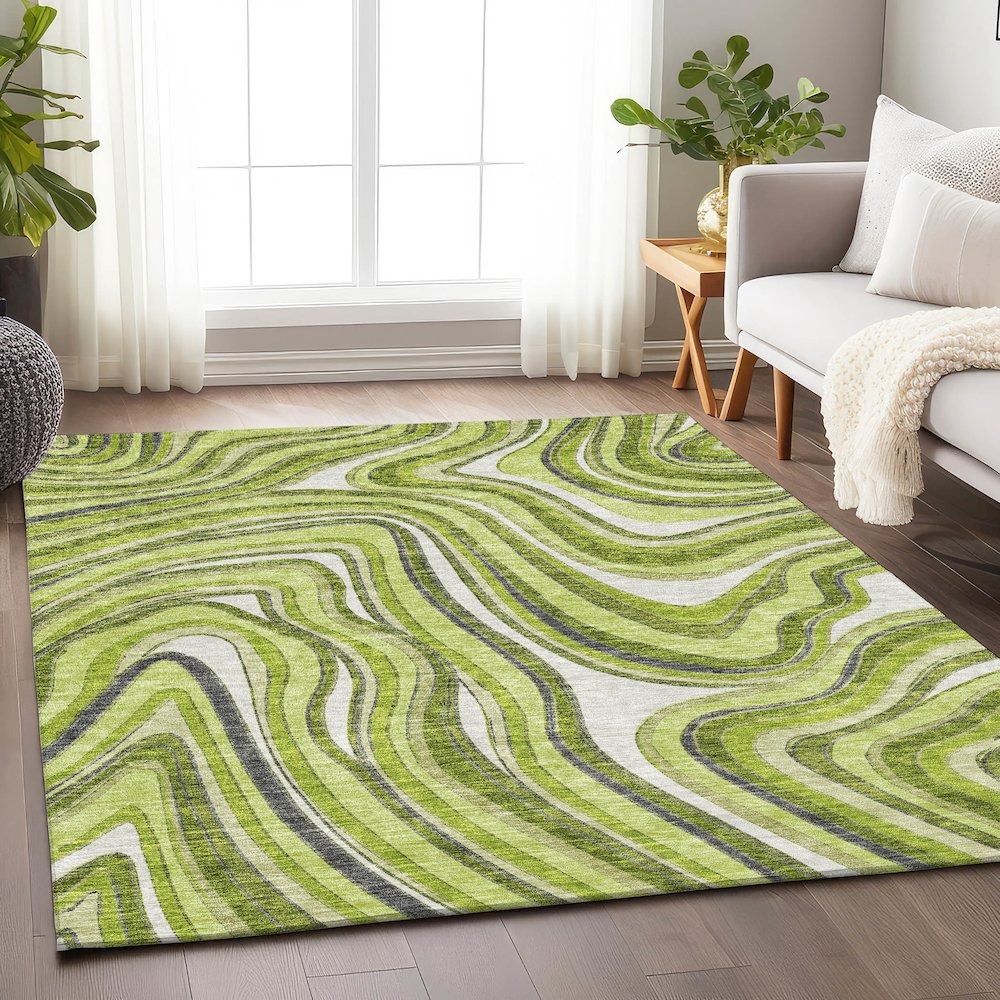 Premium Machine Washable Mayfield AMF756 Lime 10' x 14' Rug