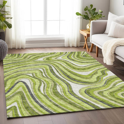Premium Machine Washable Mayfield AMF756 Lime 10' x 14' Rug