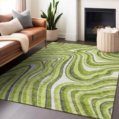 Premium Machine Washable Mayfield AMF756 Lime 10' x 14' Rug