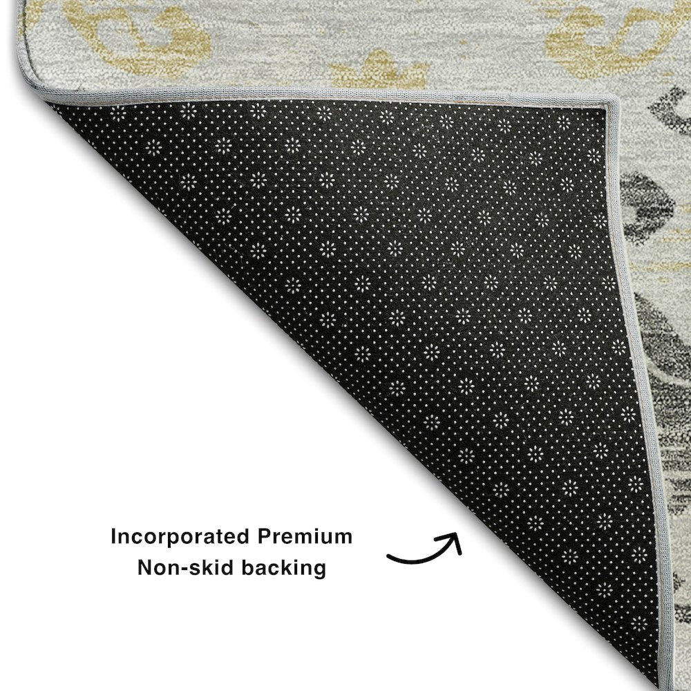 Premium Machine Washable Mayfield AMF759 Charcoal 8' x 8' Round Rug