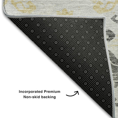 Premium Machine Washable Mayfield AMF759 Charcoal 8' x 8' Round Rug