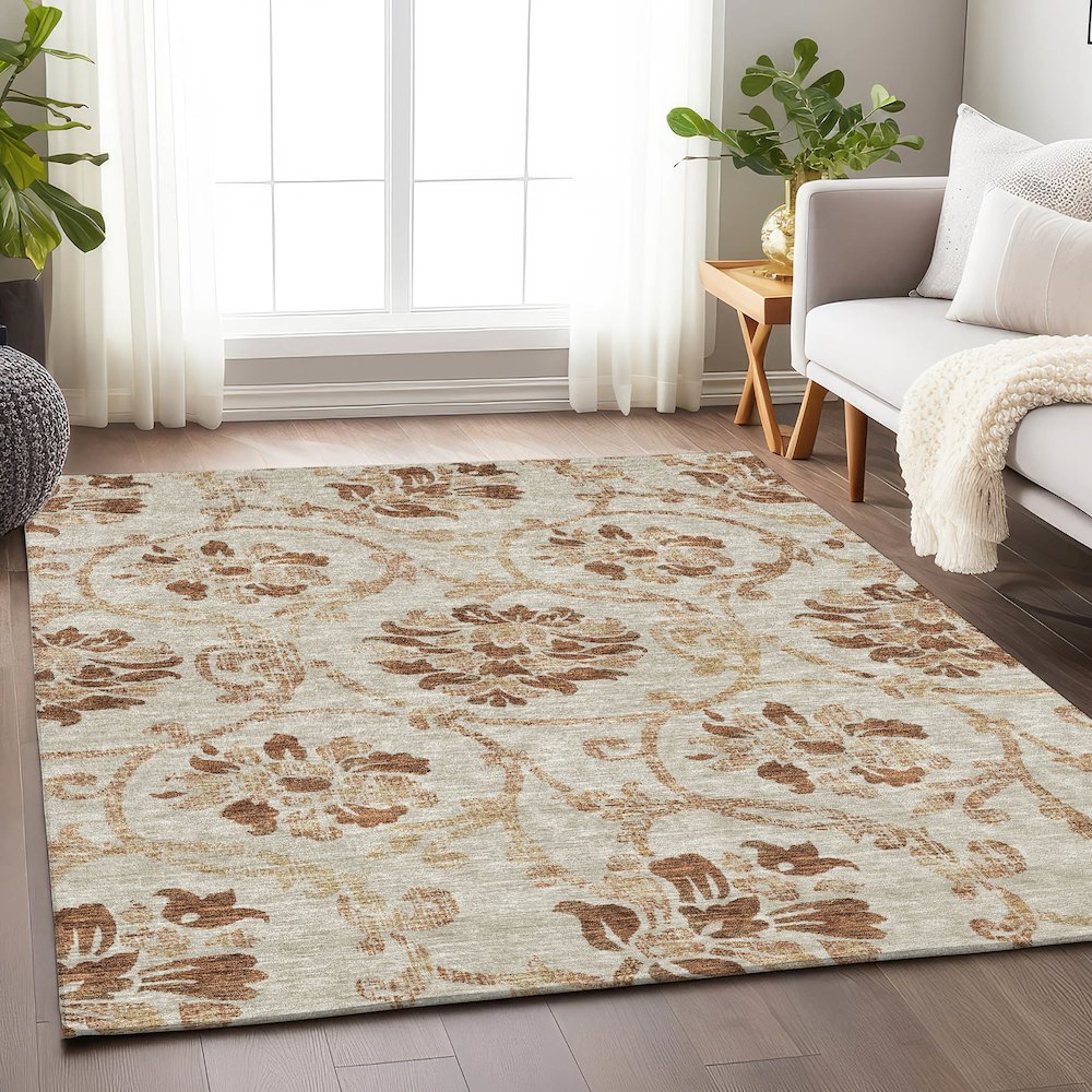 Premium Machine Washable Mayfield AMF762 Terracotta 10' x 14' Rug