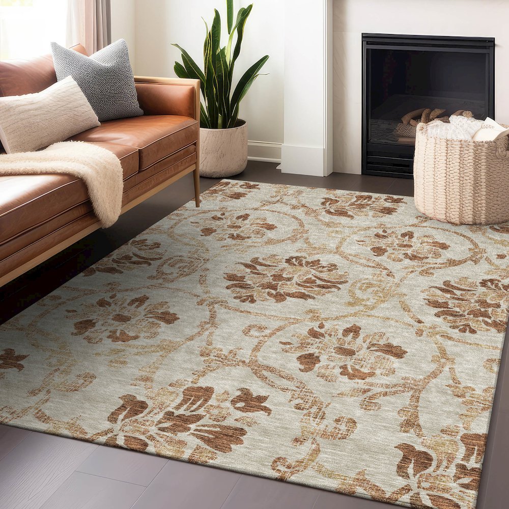 Premium Machine Washable Mayfield AMF762 Terracotta 10' x 14' Rug