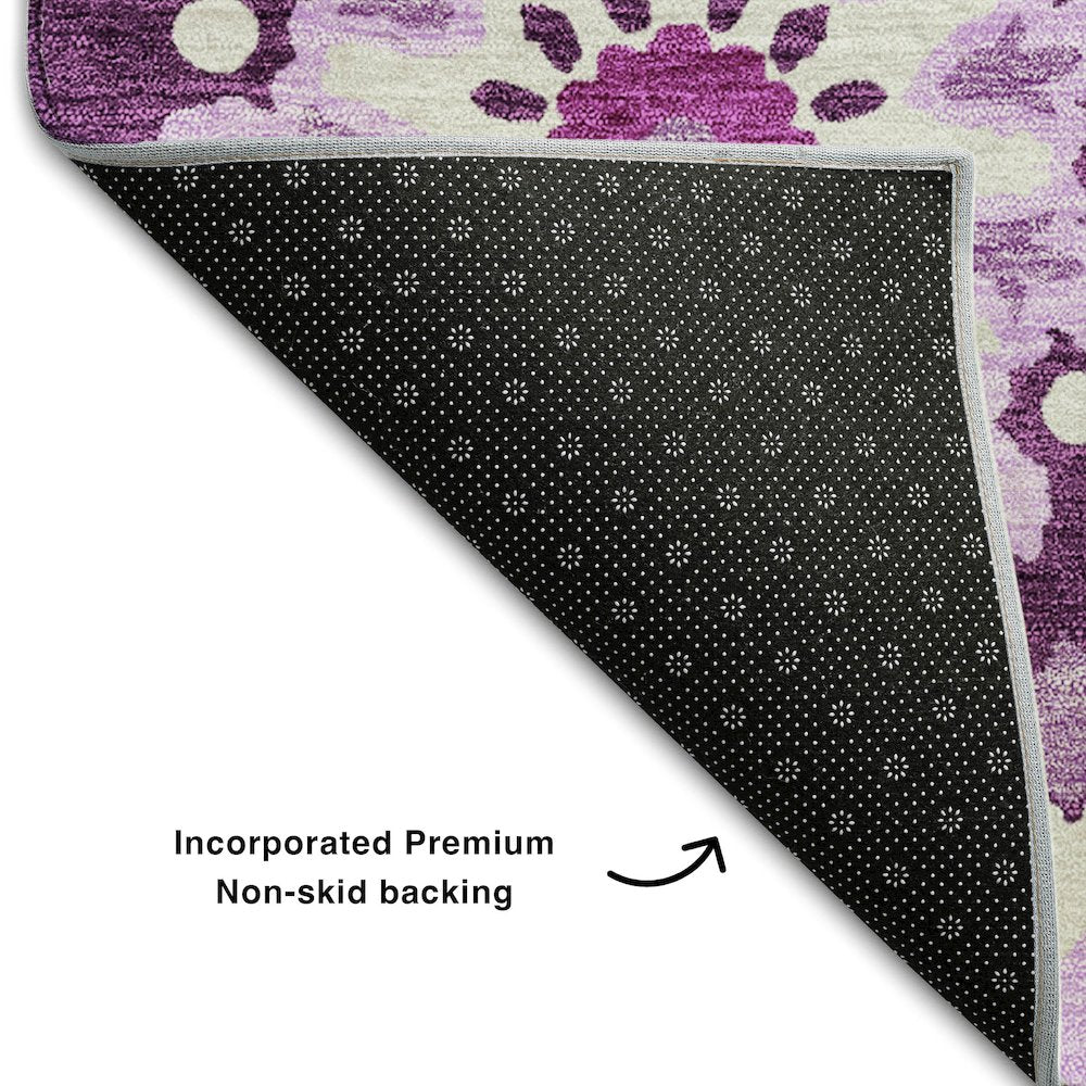 Premium Machine Washable Mayfield AMF763 Eggplant 8' x 8' Round Rug