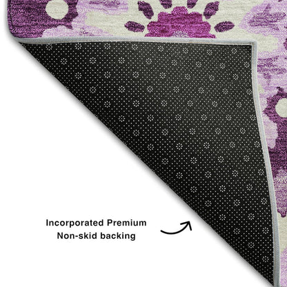 Premium Machine Washable Mayfield AMF763 Eggplant 8' x 8' Round Rug