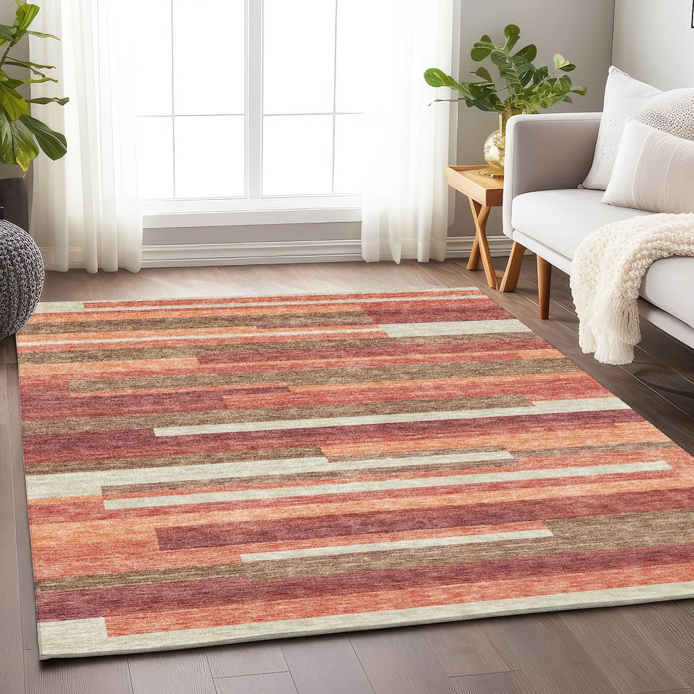 Premium Machine Washable Mayfield AMF766 Coral 10' x 14' Rug
