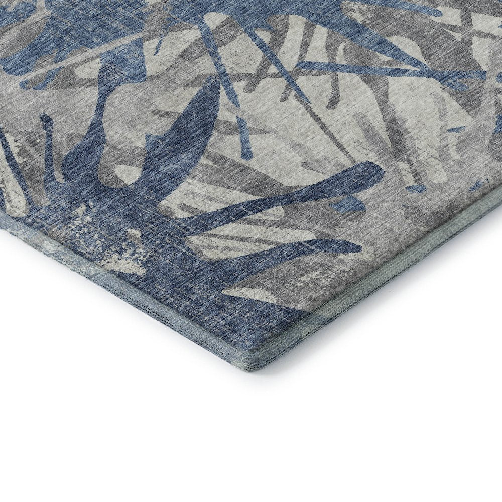 Premium Machine Washable Mayfield  Blue 8' x 8' Round Rug