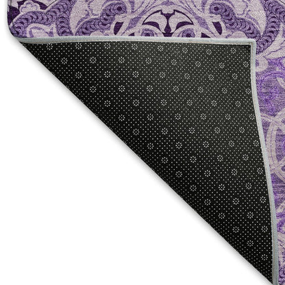 Premium Machine Washable Mayfield AMF783 Purple 8' x 8' Round Rug
