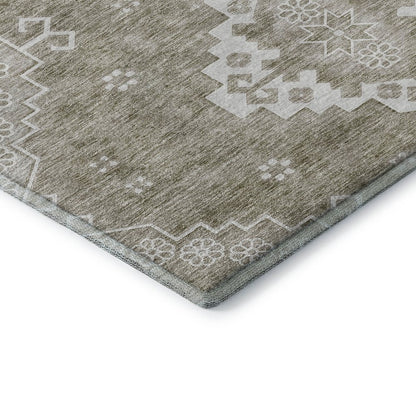 Premium Machine Washable Mayfield AMF847 Taupe 8' x 8' Round Rug