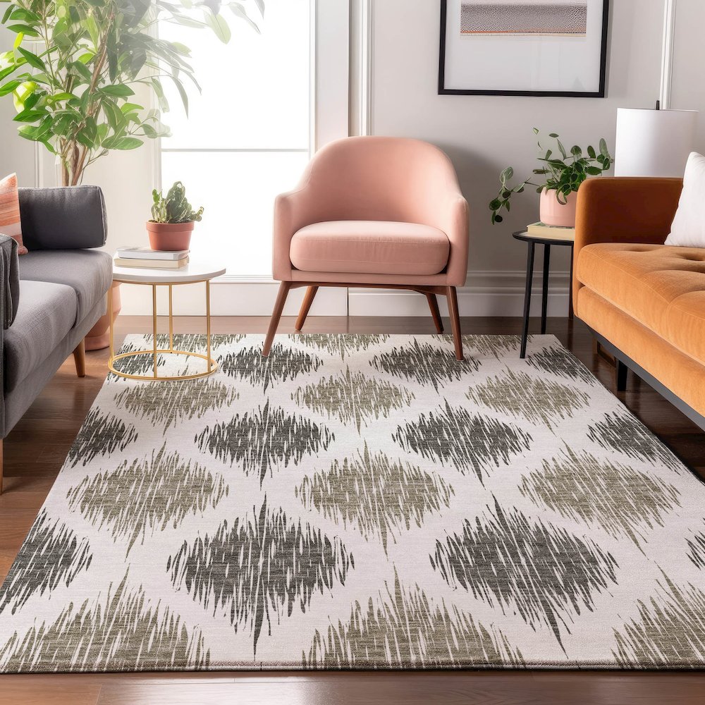 Premium Machine Washable Mayfield AMF848 Taupe 10' x 14' Rug