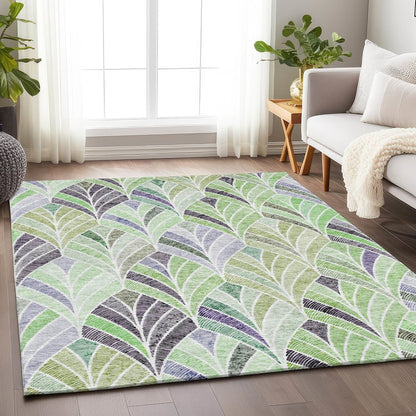 Premium Machine Washable Mayfield AMF851 Green 10' x 14' Rug