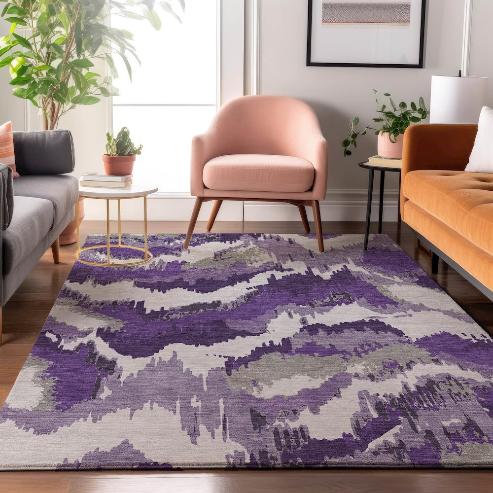 Premium Machine Washable Mayfield AMF865 Purple 10' x 14' Rug