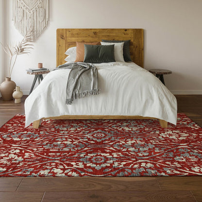 Premium Machine Washable Mayfield AMF868 Red 10' x 14' Rug