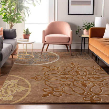 Premium Machine Washable Mayfield AMF874 Terracotta 10' x 14' Rug