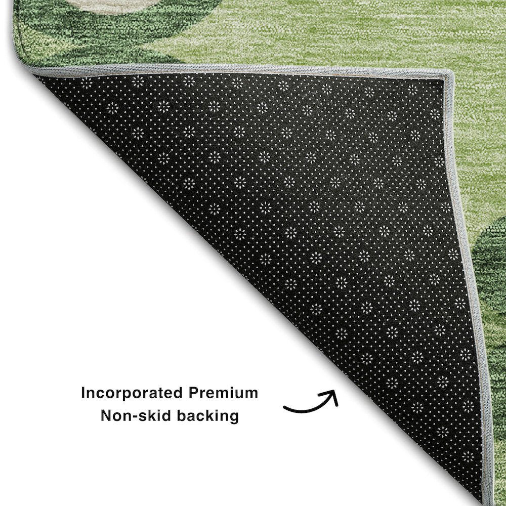 Premium Machine Washable Mayfield AMF883 Green 8' x 8' Round Rug