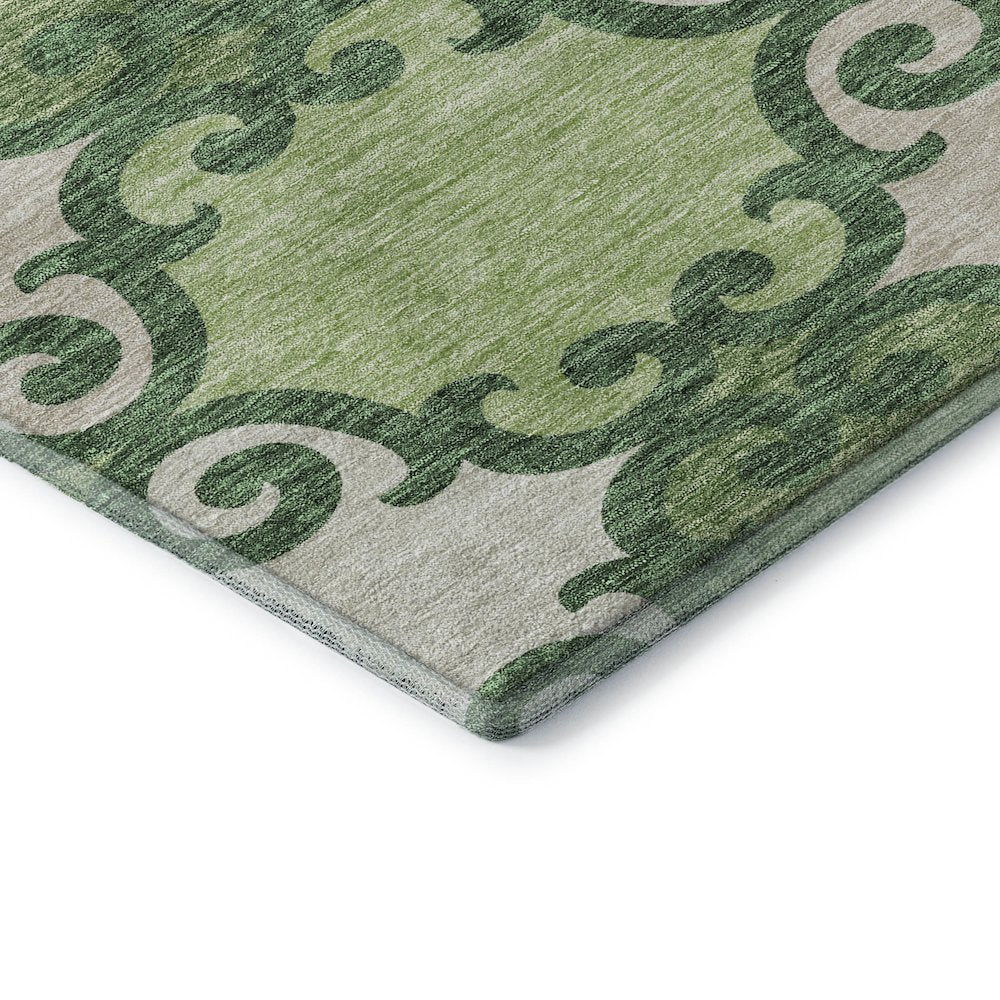 Premium Machine Washable Mayfield AMF883 Green 8' x 8' Round Rug