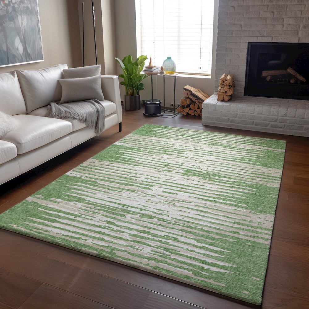 Premium Machine Washable Mayfield AMF888 Green 10' x 14' Rug