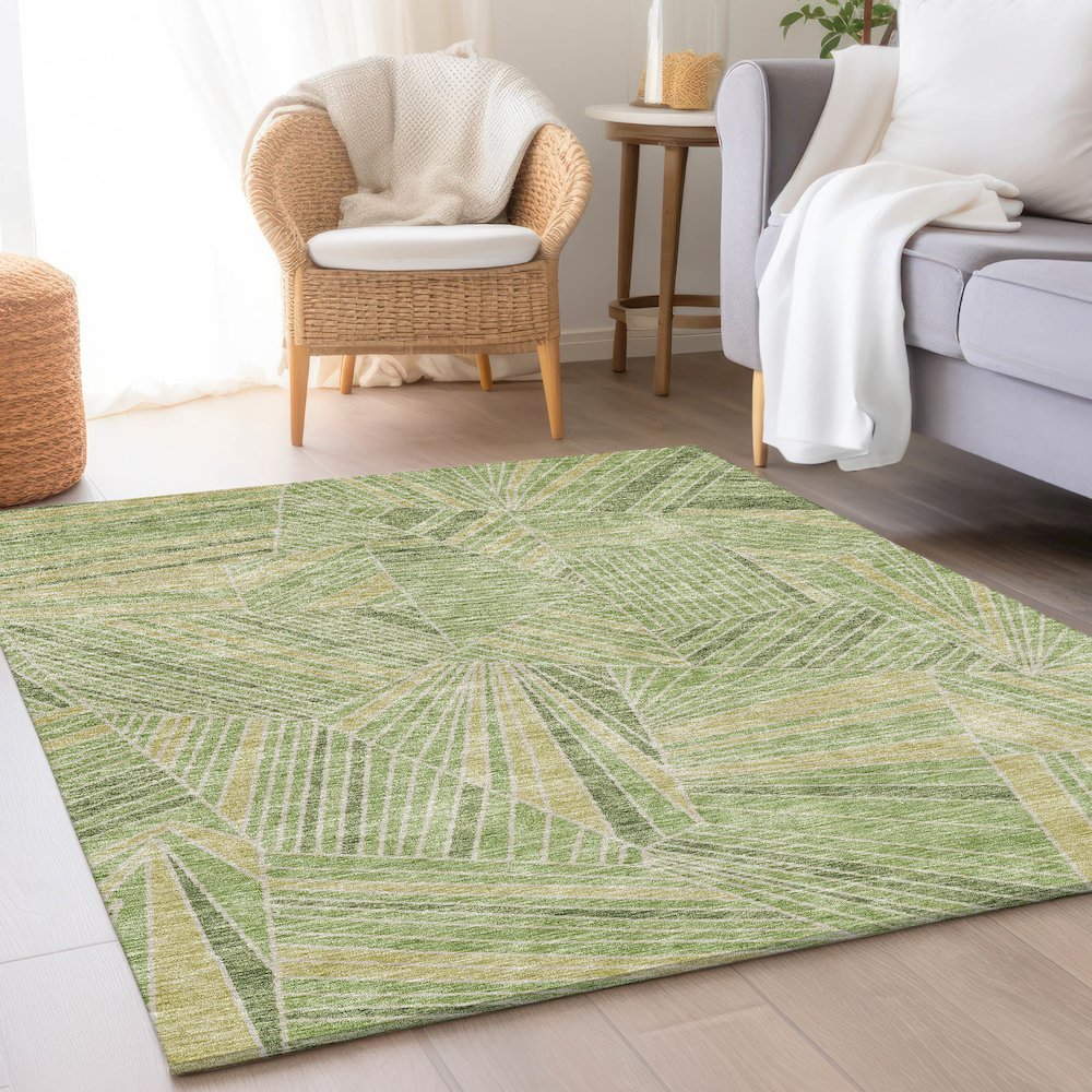 Premium Machine Washable Mayfield AMF915 Green 10' x 14' Rug