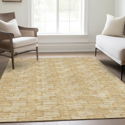 Premium Machine Washable Mayfield AMF918 Gold 10' x 14' Rug