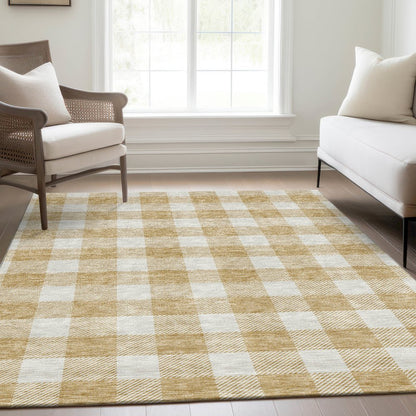 Premium Machine Washable Mayfield AMF923 Gold 10' x 14' Rug