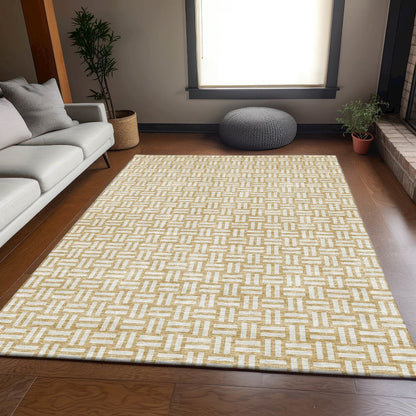 Premium Machine Washable Mayfield AMF925 Gold 10' x 14' Rug