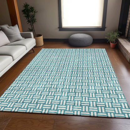 Premium Machine Washable Mayfield AMF925 Teal 10' x 14' Rug