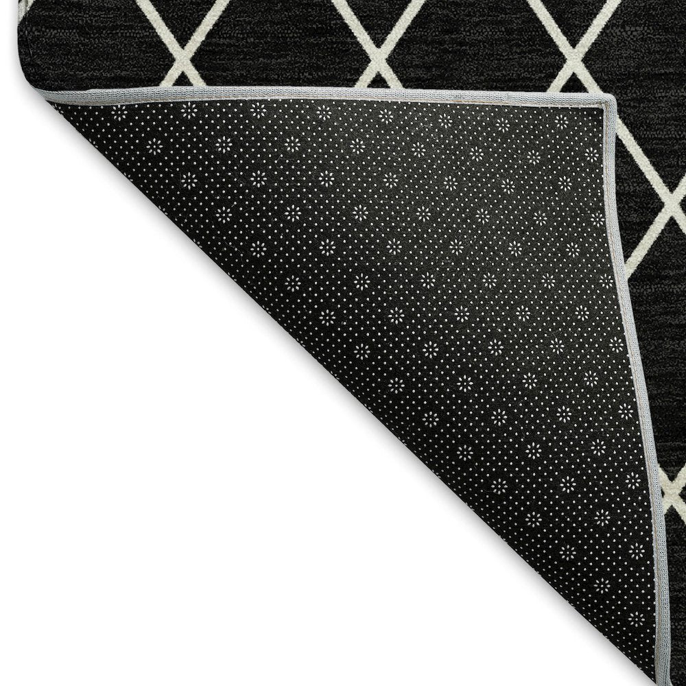Premium Machine Washable Mayfield AMF932 Black 8' x 8' Round Rug