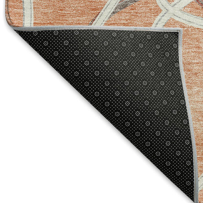 Premium Machine Washable Mayfield AMF948 Salmon 8' x 8' Round Rug