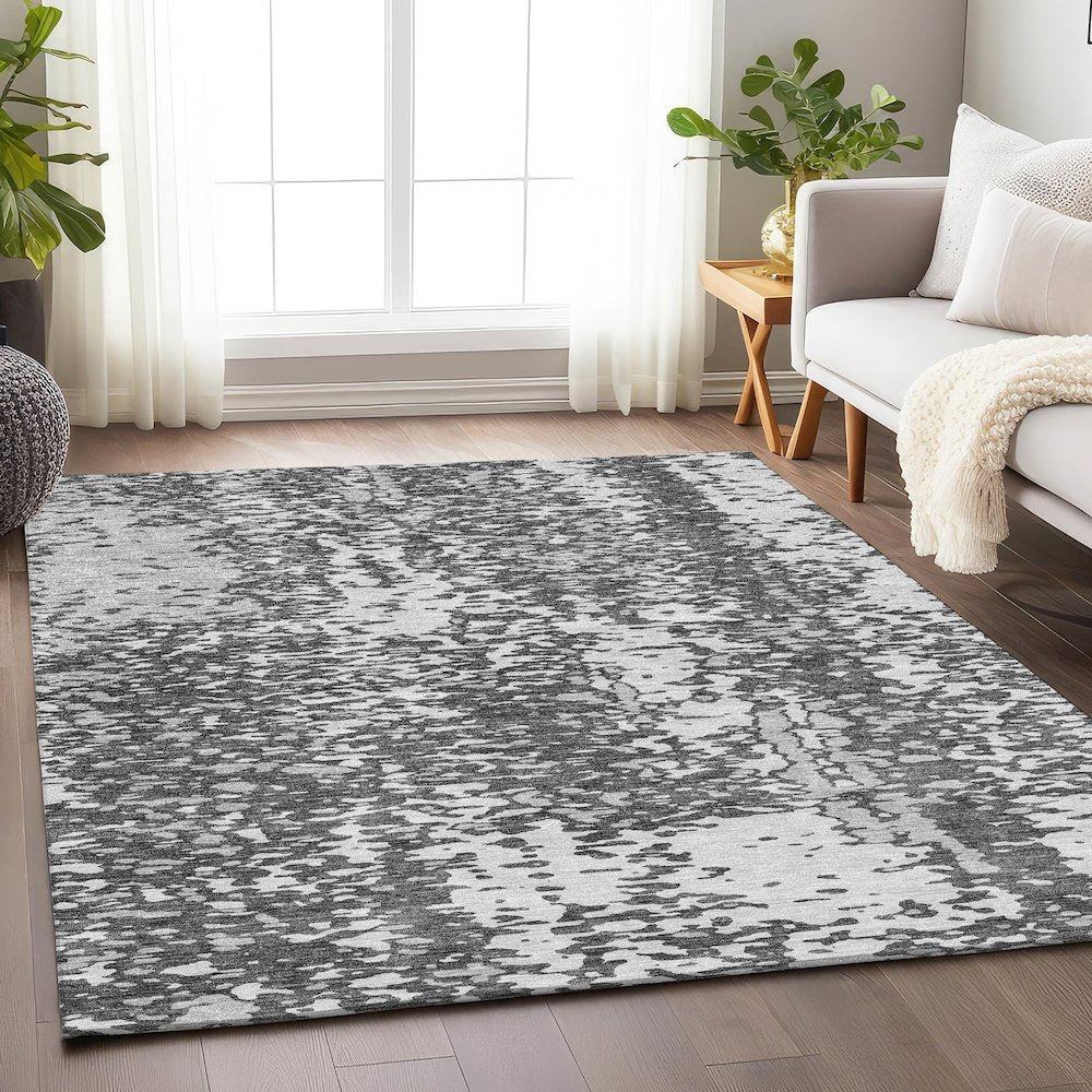 Premium Machine Washable Mayfield AMF949 Charcoal 10' x 14' Rug