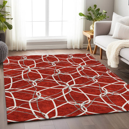 Premium Machine Washable Mayfield AMF950 Red 10' x 14' Rug