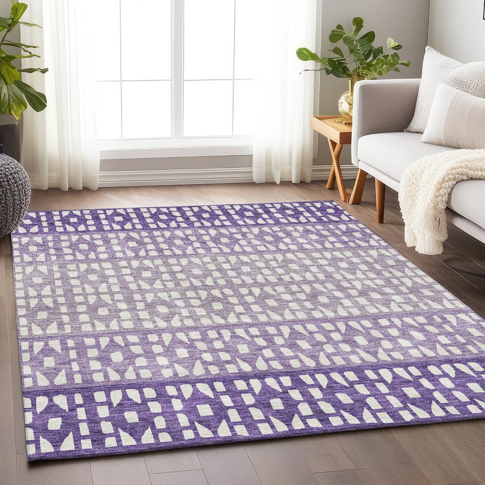 Premium Machine Washable Mayfield AMF964 Purple 10' x 14' Rug