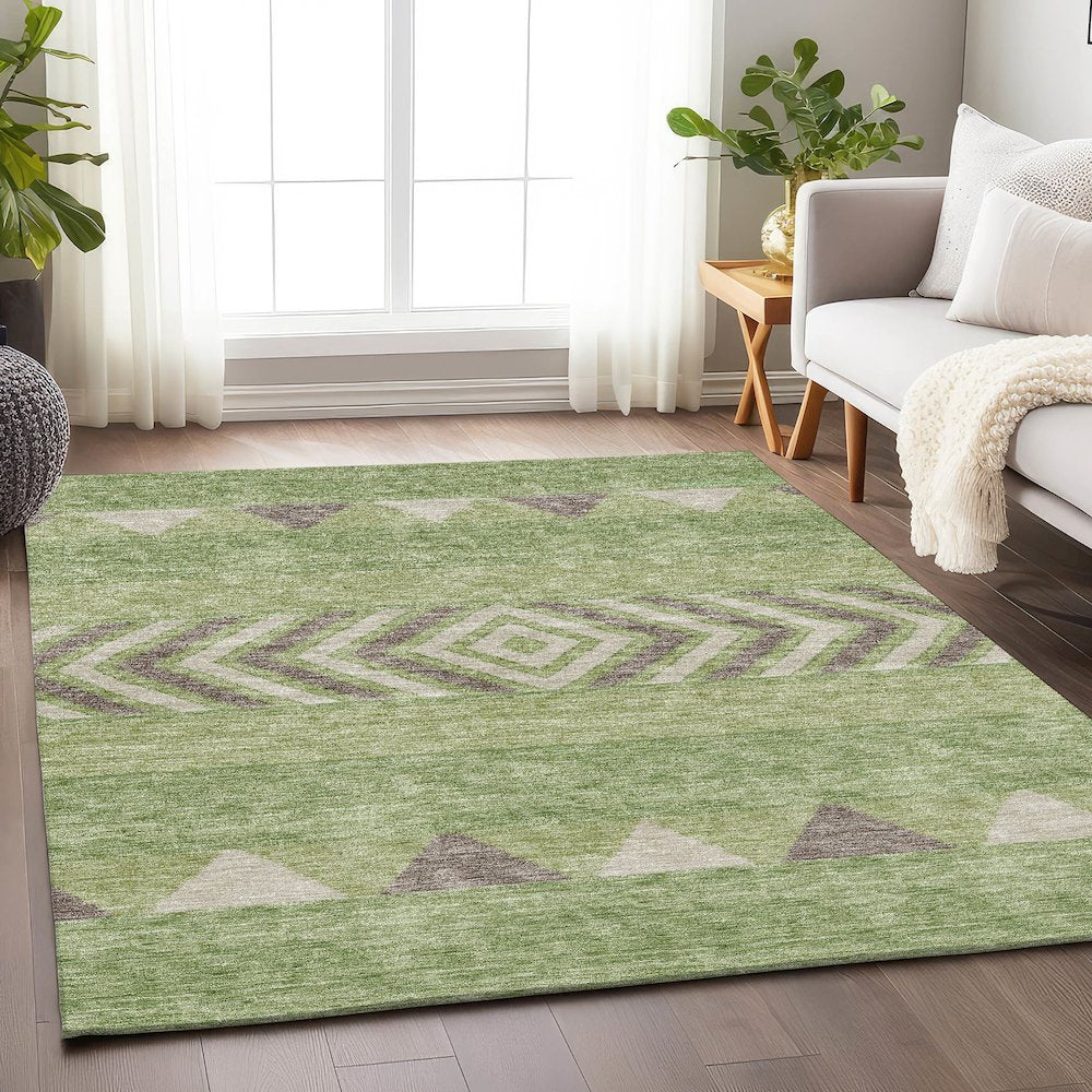 Premium Machine Washable Mayfield AMF965 Green 10' x 14' Rug