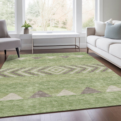 Premium Machine Washable Mayfield AMF965 Green 10' x 14' Rug